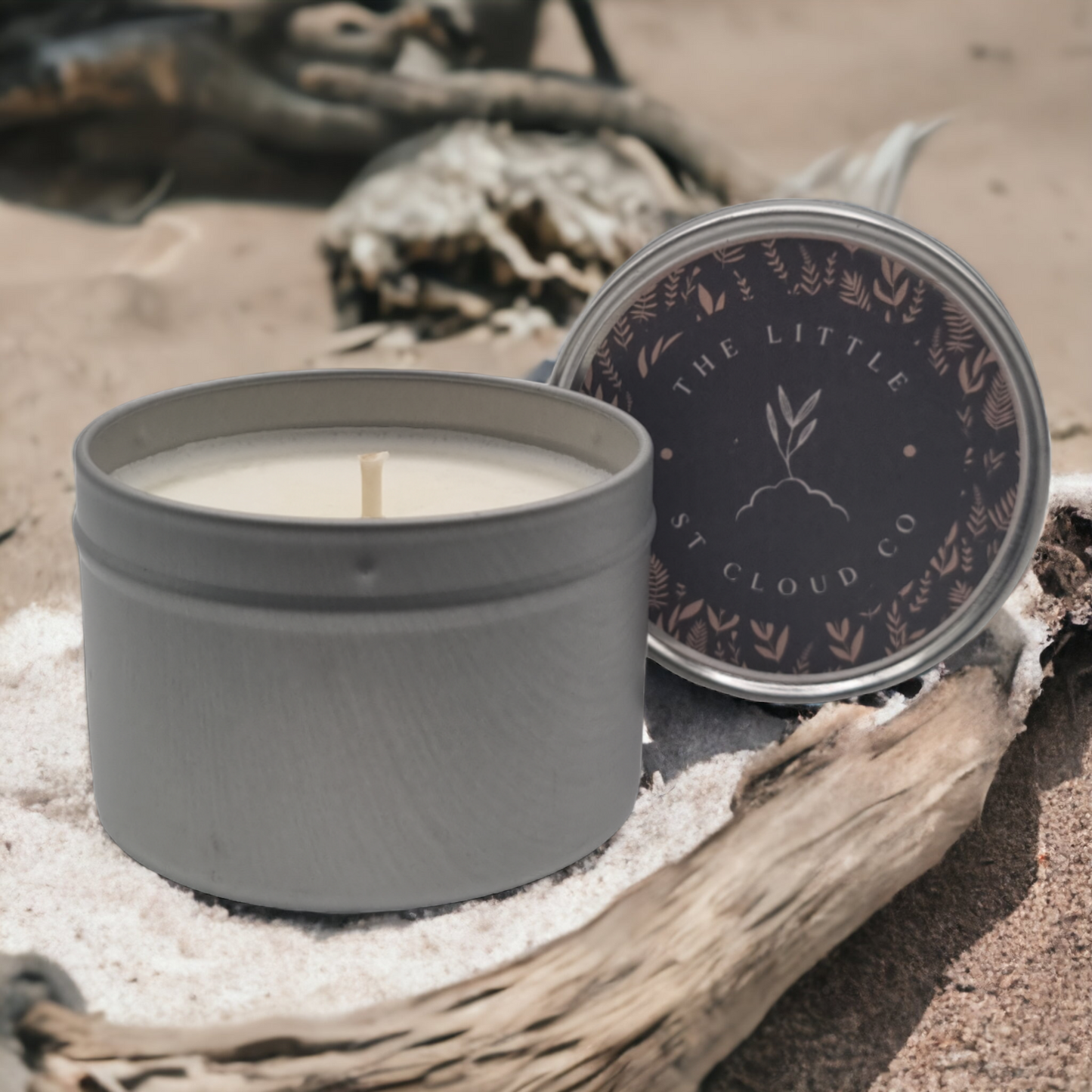 Rock Salt & Driftwood Candle Tin