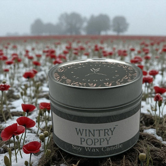 Wintry Poppy Rhubarb Candle Tin